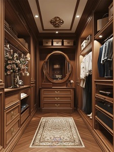 <span class=keywords><strong>Armoire</strong></span> Modulaire Sur Mesure en <span class=keywords><strong>Noyer</strong></span>, Style Traditionnel, pour Projet de Villa – Luxe Intégré et Confort Optimal - Product Image 6