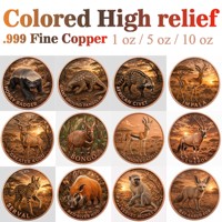 Pièce de monnaie en cuivre pur 999 de 5 oz, puissante, série Animaux de la Savane Africaine, couleur haute définition, édition UV préférée