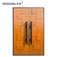 Porte d'entrée pivotante en bois ou en métal sculpté en 3D, villa de luxe Rogenilan, porte d'entrée en aluminium coulé, extérieur