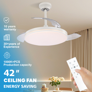Ventilateur de plafond rétractable à LED avec lumière, 6 vitesses, moteur 42 pouces, 3 pales, pour salon et chambre à coucher, modèle SF1121C, vente en gros - Product Image 1