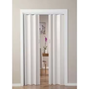 Portes pliantes à double ouverture <span class=keywords><strong>centrale</strong></span> en <span class=keywords><strong>PVC</strong></span> effet chêne blanc minimaliste avec poignées pour supermarché, atelier, usage intérieur, Royaume-Uni - Product Image 1