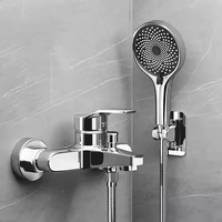 Mitigeur de douche mural pour eau chaude et froide, en zinc poli, à poignée unique, avec jet de pluie, pour hôtels et villas, finition chromée