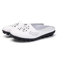 Nouvelles mules plates ajourées à bout ouvert pour femme, grande taille, en cuir véritable, tendance mode printemps-automne 2025