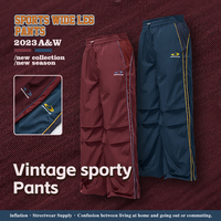 QUICKS HOW Custom Vintage gestapelte Fallschirm hose Mid Nylon Track pants Sport hose mit weitem Bein für Männer Street Wear Wind break