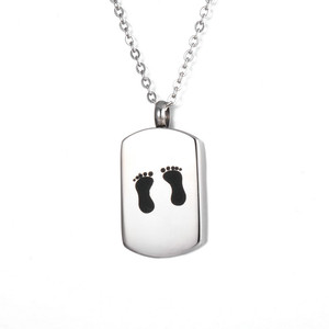 Pendentif en métal à motif de pied de mode rectangulaire en acier inoxydable <span class=keywords><strong>pour</strong></span> commémorer les êtres chers collier de bijoux d'urne <span class=keywords><strong>pour</strong></span> animaux de compagnie - Product Image 1