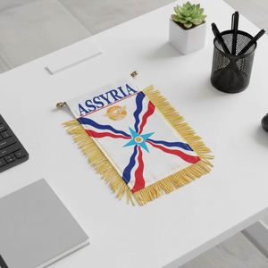 Bandera de Asiria, Bandera Asiria de Doble Cara, Mini Banderas Colgantes, Poliéster de Alta Calidad, Impresión Digital, Logotipo Personalizado a Color, para Exteriores - Product Image 3