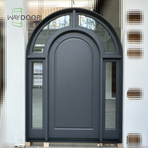 CE cửa gỗ Pháp cho ngôi nhà gỗ gụ sồi tròn cong đơn phía trước cửa gỗ rắn bên ngoài với <span class=keywords><strong>transom</strong></span> và 2 bên - Product Image 1