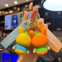 Nouveau porte-clés lapin sucré, pendentif de sac en PVC exquis et mignon, accessoires de sac, cadeau pour couple, breloque de porte-clés