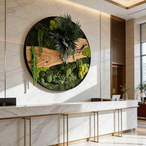 Cadre d'art en mousse stabilisée, décoration végétale artificielle en mousse, fait main, écologique, pour maison, bureau, hôtel, luxe, style scandinave, en bois suspendu - Product Image 5