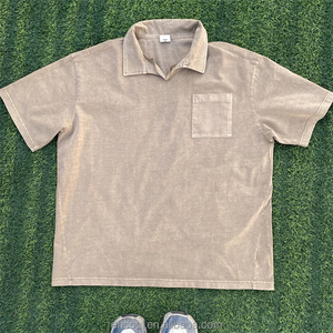 OEM Sportif 280GSM Chemise de <span class=keywords><strong>golf</strong></span> en coton biologique lourd Boxy Fit Épaule tombante Logo personnalisé Caractère court surdimensionné vierge - Product Image 1