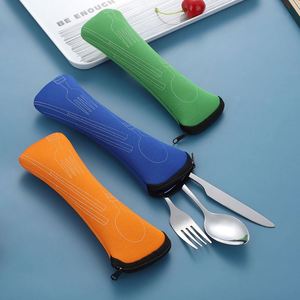 Juego de Cubiertos de Viaje con Caja de Almacenamiento, Cubiertos de Acero Inoxidable para Exteriores, Tenedor, Cuchara, Palillos para Fiestas - Product Image 2