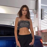 Haut extensibles à paillettes pour femmes,, nouveau modèle de discothèque, vêtements décontractés, Sexy, petits carrés, ample, droit
