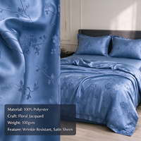 Ensemble de literie quatre pièces en tissu jacquard 100 % polyester, directement de l'usine, écologique, poids moyen, anti-décoloration, doux et confortable, 120 GSM