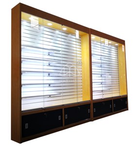 Mesa de Exhibición de Teléfonos de Madera para Decoración de Tiendas con Estante de Almacenamiento Inferior y Accesorios de Exhibición para <span class=keywords><strong>Colgar</strong></span> en <span class=keywords><strong>Pared</strong></span> de Listones - Product Image 4