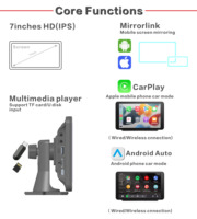 7 pouces Android Navigation 7 pouces écran tactile voiture Portable sans fil Apple Carplay Android Auto tablette voiture vidéo multimédia