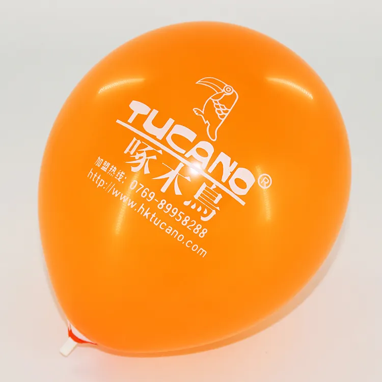 Globos publicitarios de impresión de forma redonda con diseño de negocios de color naranja de 12 pulgadas