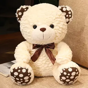 את דוב ורוד מנוקדת מנוקדת טדי דוב בפלאש צעצוע חיבוק דוב בובת ילדה שינה עם סמרטוט בובת מתנת יום הולדת