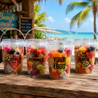 Teguan Gobelets jetables en PP pour boissons froides, avec couvercles, pailles et poignées, 34 oz 1L, pour fêtes, piscine, pique-nique
