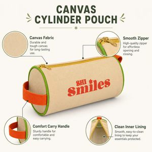Estuche Redondo de Lona para Lápices al por Mayor con Logotipo Personalizado, Bolsa Cosmética Cilíndrica Portátil con Asa para Organizador de Viaje - Product Image 5