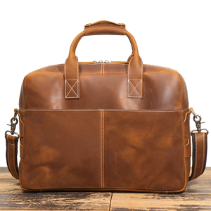 Sac doux en cuir cheval fou Vintage valise d'affaires pour hommes avec fermeture à fermeture éclair Design de luxe et grande cap - Product Image 2