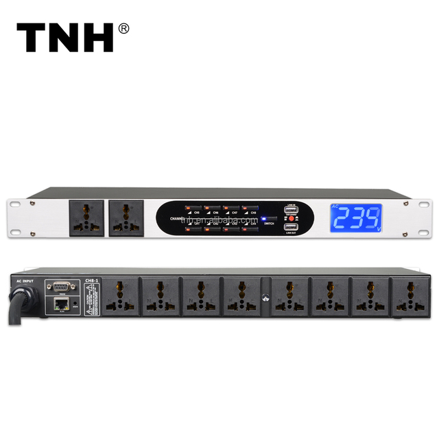 TNH DV802 Professional Audio Video & Lighting Controller 8+2 Outlets Power Sequencer RS232 RJ45 USB Audio Power Supply