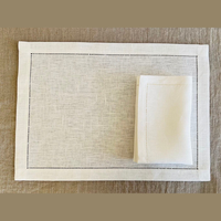 Napperons en lin à points festonnés, beige naturel, style moderne, décoration de mariage, lavables