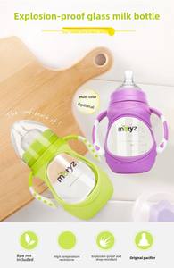 <span class=keywords><strong>Biberon</strong></span> en verre écologique à col large <span class=keywords><strong>anti</strong></span>-<span class=keywords><strong>colique</strong></span> pour bébé avec couvercle en silicone et paille de qualité alimentaire imprimé sans BPA - Product Image 3