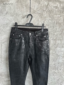 <span class=keywords><strong>Jeans</strong></span> Flare Personalizzati da Uomo, Pantaloni Cargo in Denim Cerato Lavato con Stampa Vintage, <span class=keywords><strong>Jeans</strong></span> Cerati Impermeabili - Product Image 3