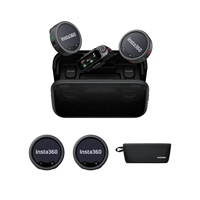 Microphone sans fil Insta360 Mic Pro 32 bits Float, 50 heures d'autonomie, 14 heures de transmission, 12 m de portée, anti-vent et anti-bruit pour caméra d'action