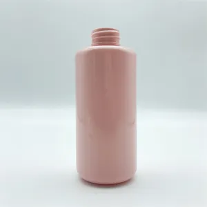 Hoge Kwaliteit Schattige Roze Plastic Huisdier Cosmetische Flessen 250Ml Cilinder Ronde Schouder Met Witte Lotion Pomp