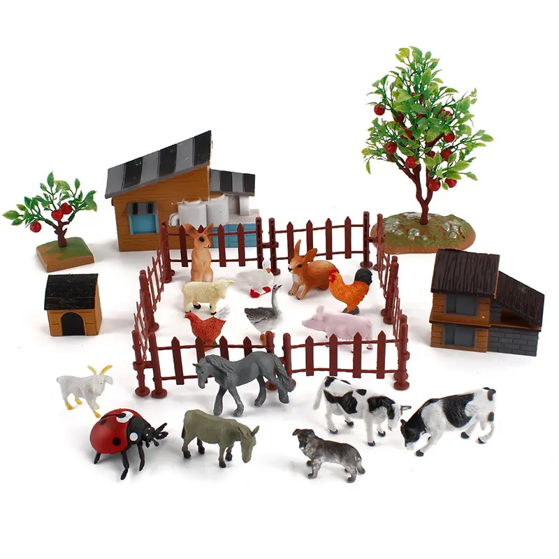 XRH Educational Animals Farm Set plastic horse toys set DIY For Kids to play Funny kids play set plastic animal farm