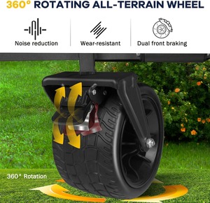 Chariot de chariot pliable pliable robuste de grande capacité chariot d'épicerie utilitaire Camping achats en plein air grandes roues freins plage - Product Image 3