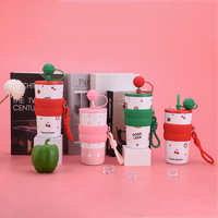 Mug isotherme en acier inoxydable à double paroi pour enfants, motif dessin animé mignon, 550 ml, avec paille, portable pour l'extérieur, anti-fuite, sans BPA, maintien au chaud 6-12 heures