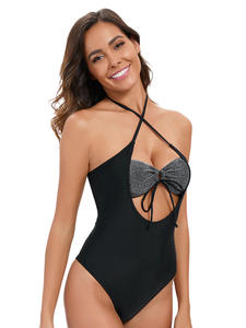 Maillot de bain fitness grande taille pour femmes européennes et américaines, écologique, élégant, motif solide, imprimé, découpé dans le dos, design sexy. - Product Image 5
