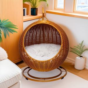 Nid pour chat universel écologique quatre saisons en rotin massif, fournitures pour animaux de compagnie, panier suspendu pour chien frais d'été, tapis pour chat en plastique - Product Image 2