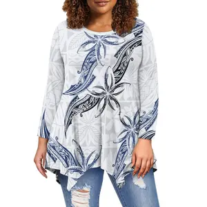 2024新来的设计师波利尼西亚衬衫豆荚最便宜的服装制造商女士部落波利尼西亚图案上衣