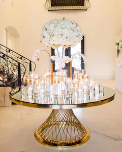 Luxury Durable Modern Round Gold Hotel Furniture Wedding <strong>Tables</strong> Stainless Steel with <strong>Glass</strong> for Outdoor Dining Events - Product Image 6