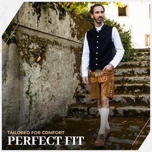 Gilet traditionnel bavarois pour homme, en mélange de laine, avec col, pour l'Oktoberfest - Product Image 5