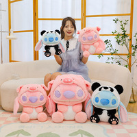 Peluche Alien Bleu Rose Adorable en Forme de Panda, Monstre de Dessin Animé Doux, Poupée en Peluche Mascotte, Fournisseur en Gros