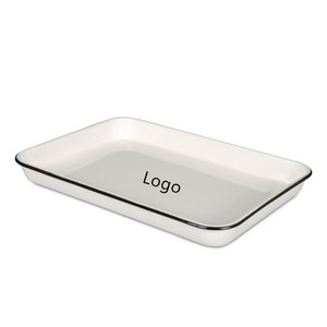 2021 publicidad rectángulo al por mayor colorido encanto exhibición hierro cubiertos comida rápida cocina blanco servir almuerzo esmalte bandeja - Product Image 1