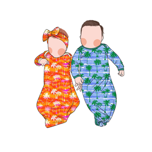 Tutina per Neonati Little Glow Kid, Servizio OEM ODM, Morbidissimo Body a Quadri con Nodo per Bambini - Product Image 3