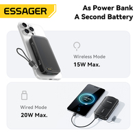 ESSAGER-Cargador rápido de pared Gan para teléfono portátil tipo C PPS PD 65W con batería inalámbrica de 5000 Mah + cable USB de 20W