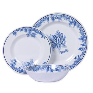 Piatto blu in <span class=keywords><strong>melamina</strong></span> piatto Vintage Plato De Fresa in plastica a forma rotonda <span class=keywords><strong>Set</strong></span> piatto per la decorazione della tavola - Product Image 4