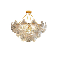 Lustre suspendu moderne de luxe en fer et verre, abat-jour en verre transparent, double température de couleur, finition or mat, pour intérieur, garantie 2 ans