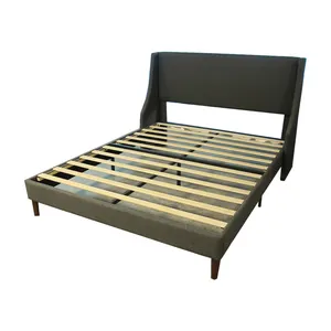 Base de cama de madera maciza Kainice superventas para muebles de dormitorio, cama king ajustable tapizada de California con cabecero alto