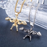 Collier d'haltérophilie, pendentif de Fitness, musculation, Gym, 2 couleurs, collier d'haltères, bijoux de Fitness, vente en gros, 2023