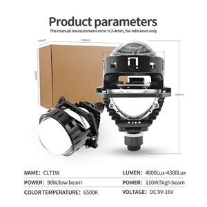 Chenlang Super brillante CLT1W sin pérdidas 3 pulgadas LED faro 90W haz bajo 110W haz alto película Azul Bi LED proyector lente motocicleta - Product Image 4