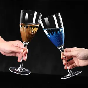 Placcatura creativa demone Ji inciso a forma di petalo bicchiere di vino rosso e Martini calice eleganti bicchieri di Champagne e flauti