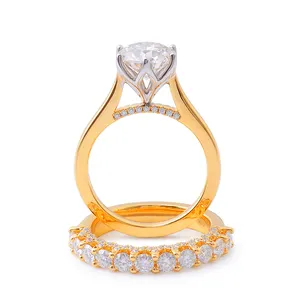 Diversi set di anelli si mescolano con stili di anelli in oro bianco e oro giallo di Wuzhou, in grecia