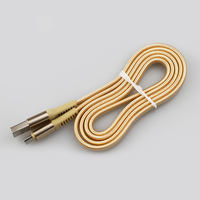 Kabel Data Micro USB Pabrik, Pengisian Cepat, Kabel Data USB Kepala Logam Nilon Pipih untuk Ponsel Pintar